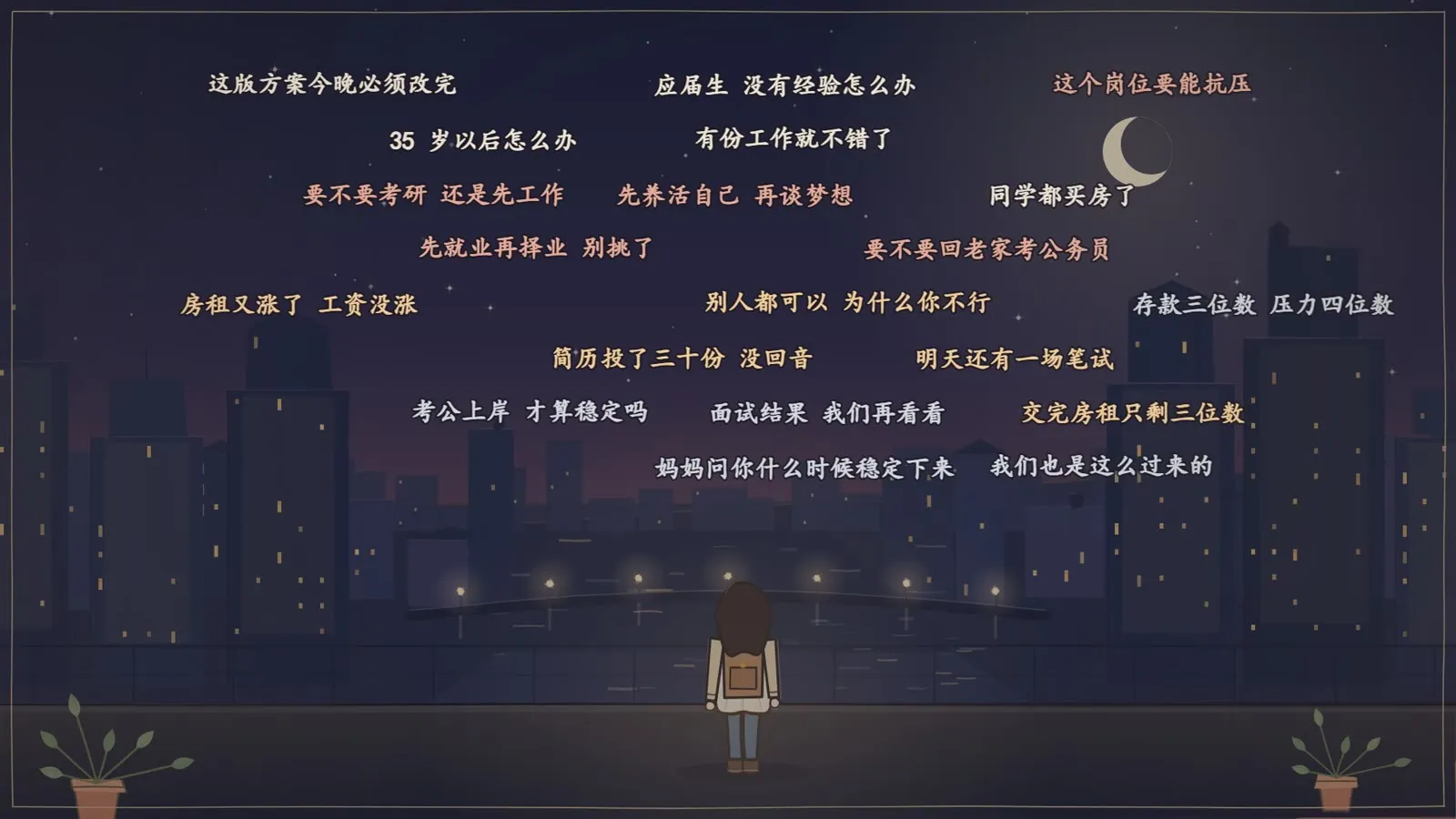夜间城市与弹幕
